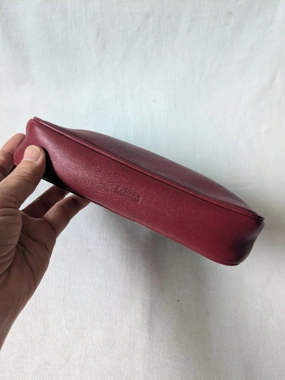Vintage Coach Burgundy Leather Cosmetic Case Pouch Clutch